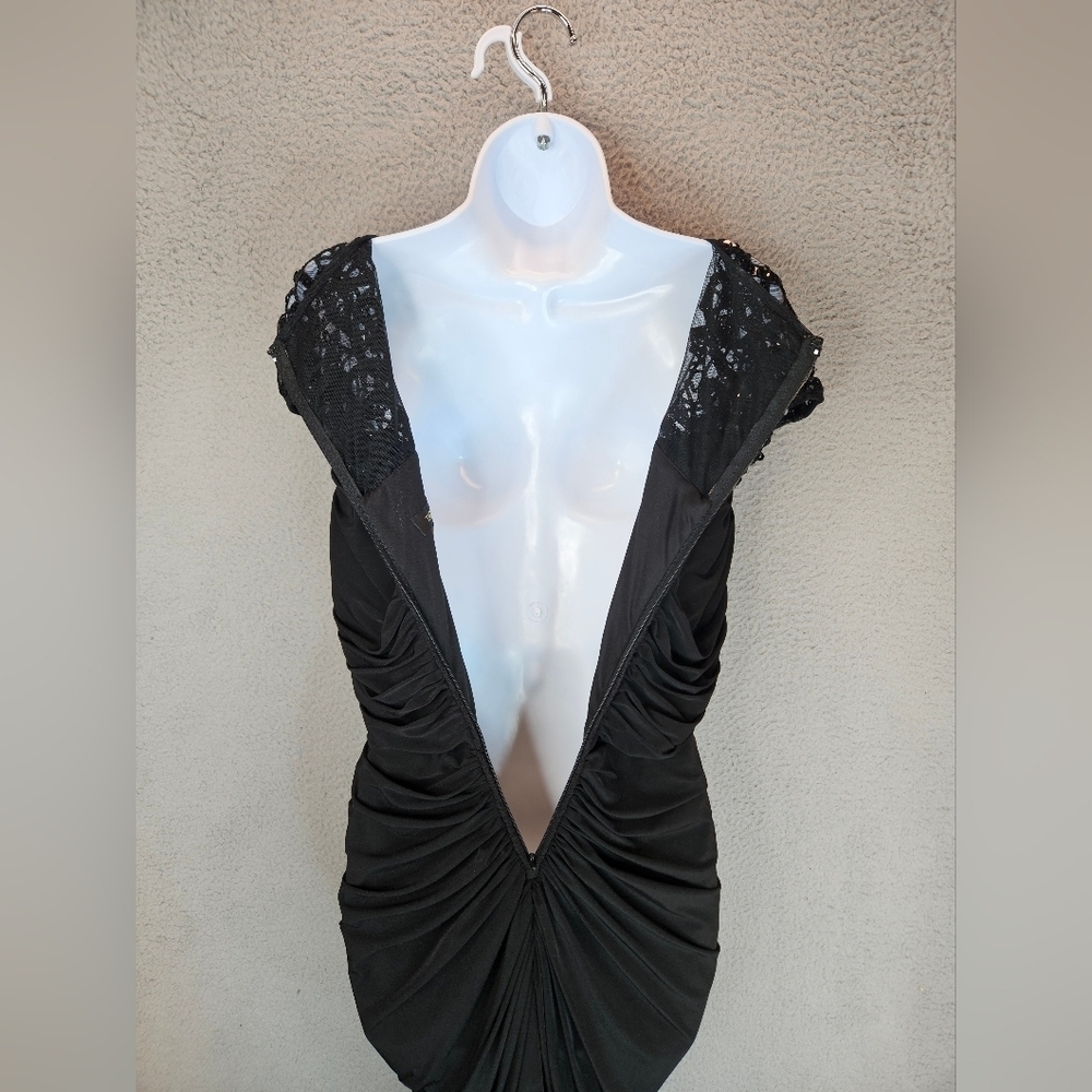 Tadashi Shoji Womens Formal Ruched Jersey Illusion Bodice Sheath Dress Sz M - Picture 10 of 14